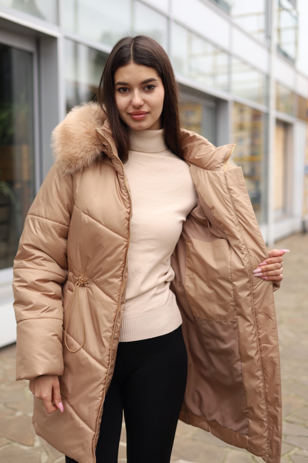 Зимняя куртка Mila Nova К-375 кемел — изображение 7