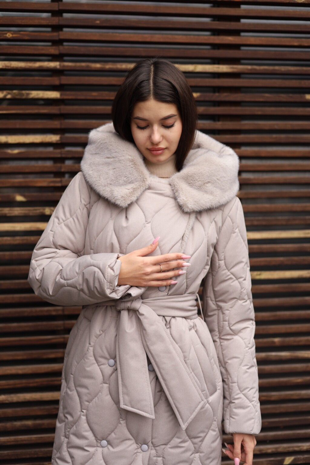 Зимнее пальто Mila Nova ПВ-358 бежевый — изображение 2