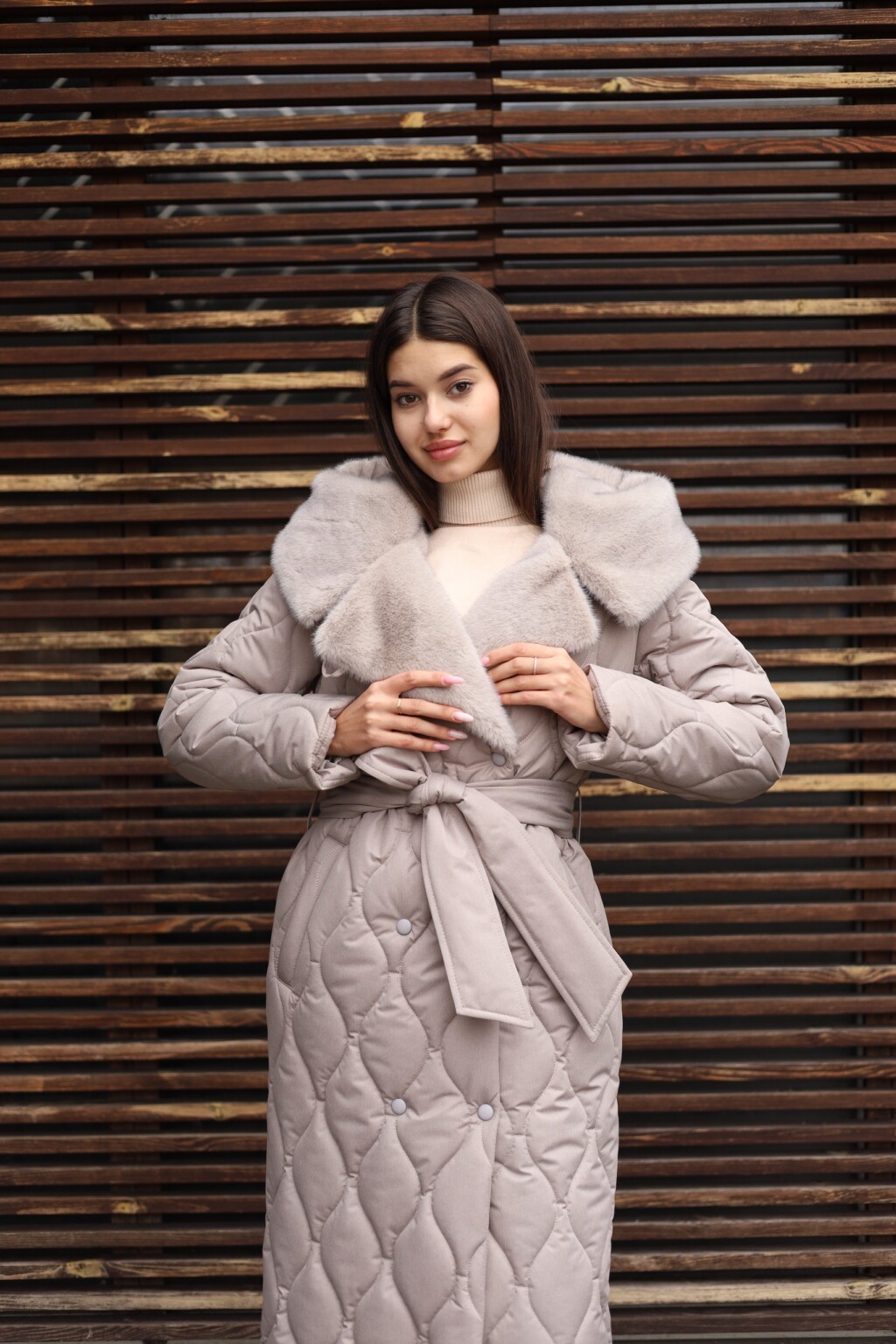 Зимнее пальто Mila Nova ПВ-358 бежевый — изображение 4