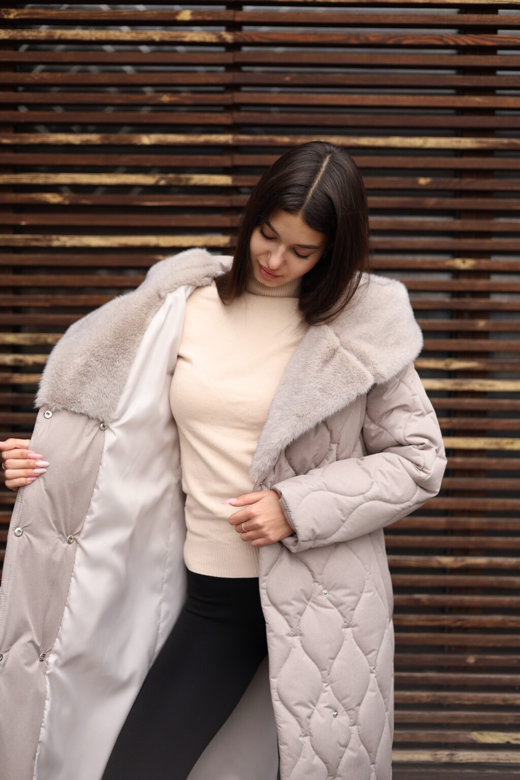 Зимнее пальто Mila Nova ПВ-358 бежевый — изображение 6