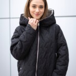 Демисезонная куртка Mila Nova К-315  черный+молоко