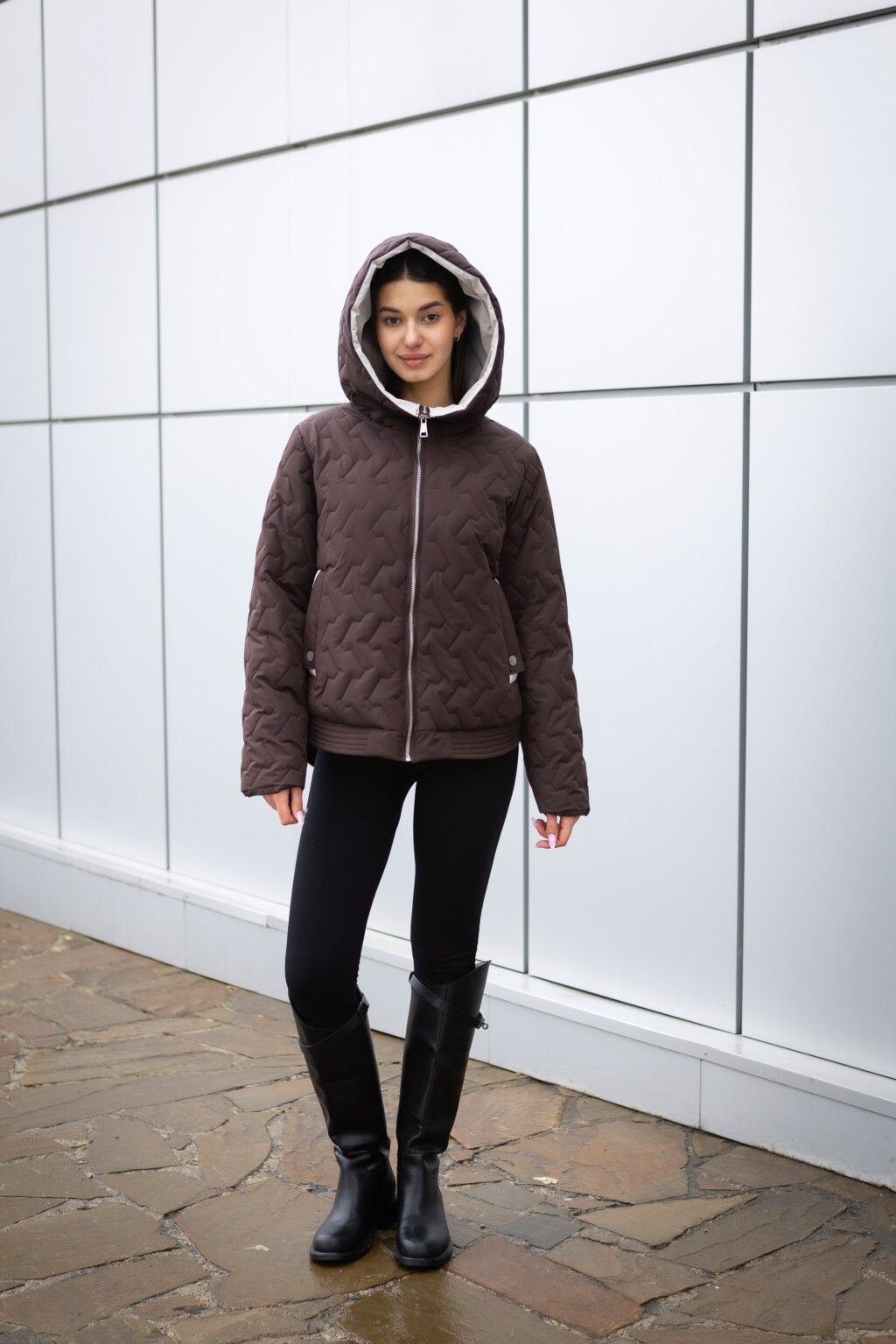 Демисезонная куртка Mila Nova К-315 шоколад+молоко — изображение 5