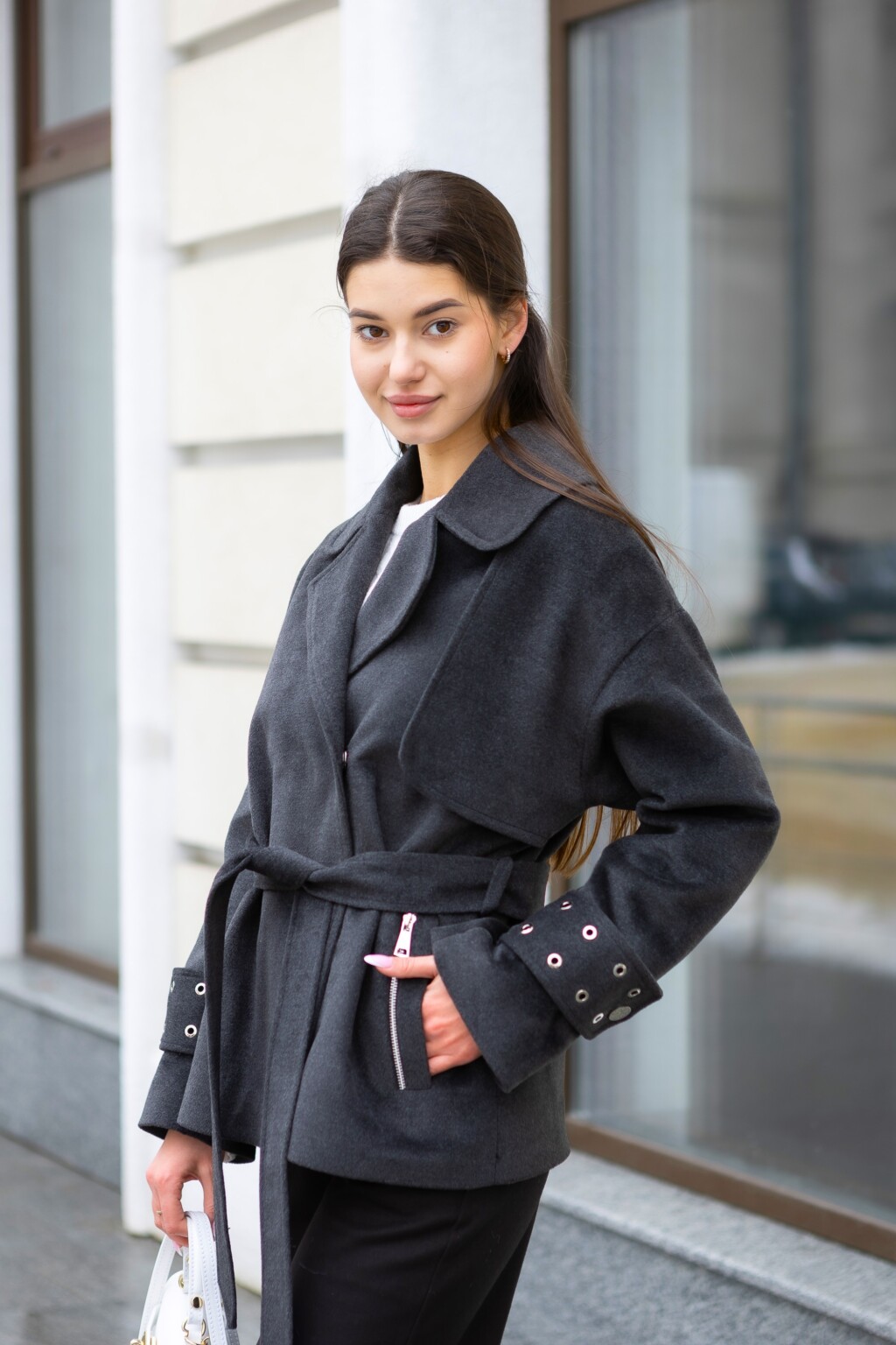 Демисезонное пальто Mila Nova ПВ-397 графит — изображение 2