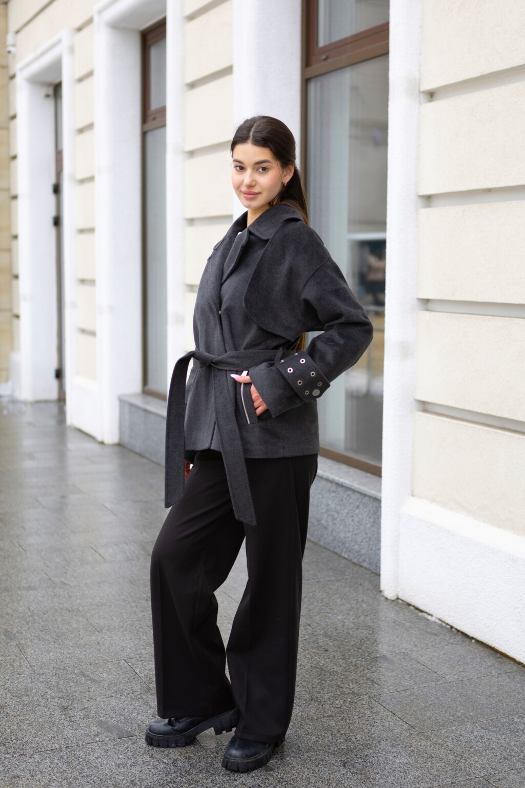 Демисезонное пальто Mila Nova ПВ-397 графит — изображение 4