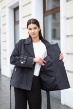 Демисезонное пальто Mila Nova ПВ-397 графит — изображение 5