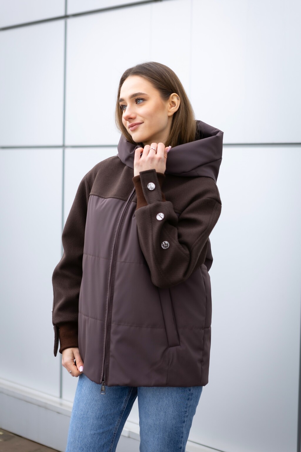 Демисезонная куртка Mila Nova К-379 шоколад — изображение 5