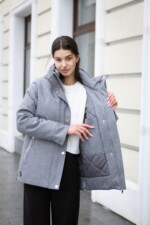 Демисезонная куртка Mila Nova К-381 серый — изображение 4