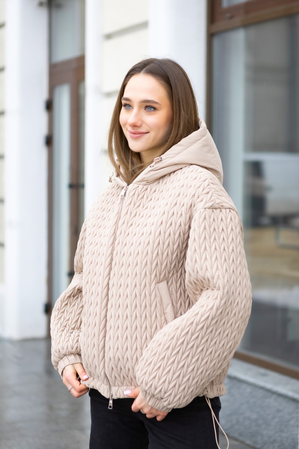 Демисезонная куртка Mila Nova К-391 кор бежевый — изображение 3