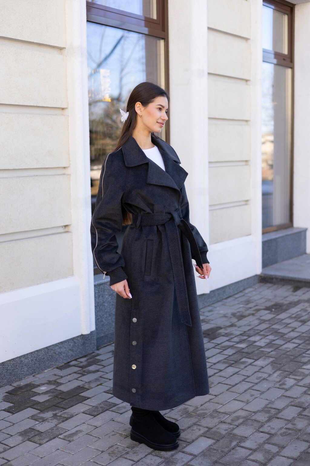 Демисезонное пальто Mila Nova ПВ-384 графит — изображение 3