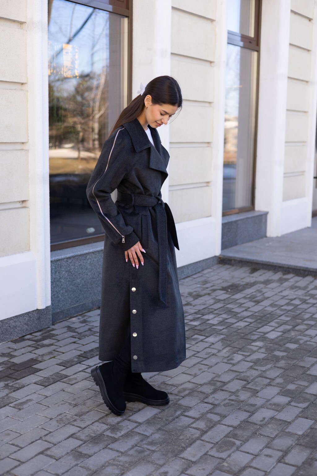 Демисезонное пальто Mila Nova ПВ-384 графит — изображение 5