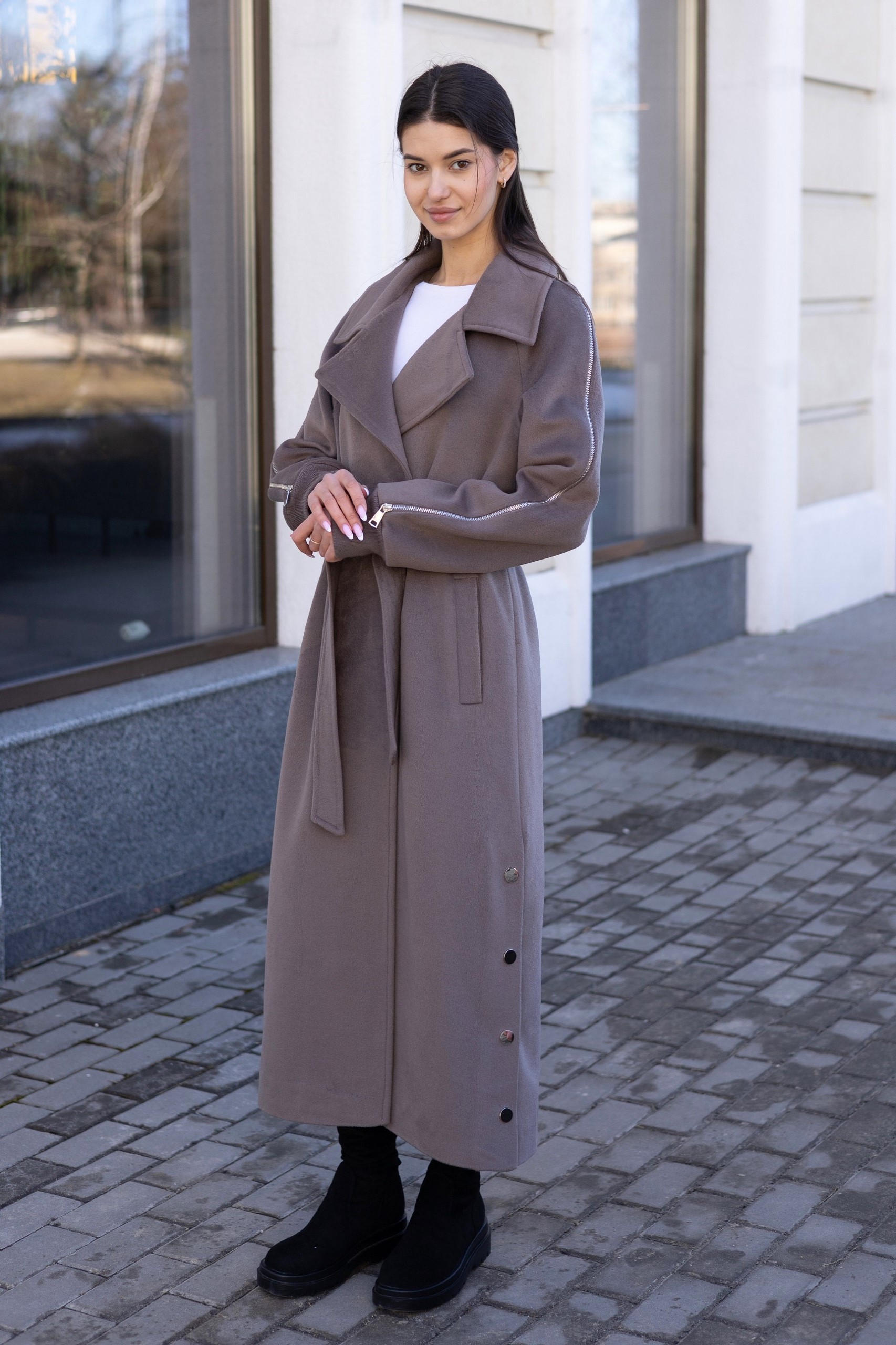 Демисезонное пальто Mila Nova  ПВ-384 мокко