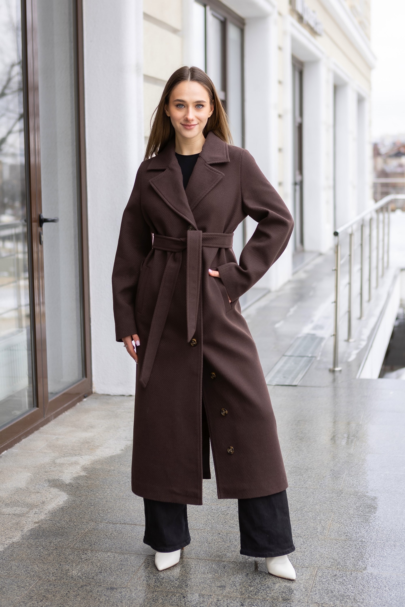 Демисезонное пальто Mila Nova ПВ-392в шоколад