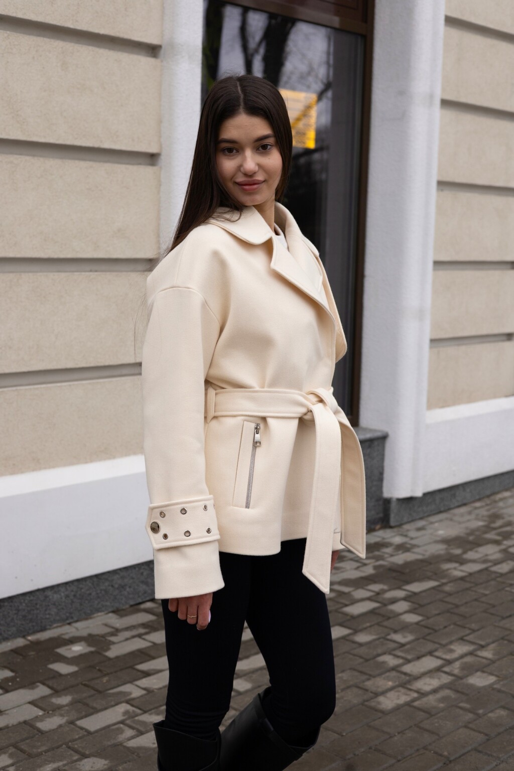 Демисезонное пальто Mila Nova ПВ-397 белый — изображение 2