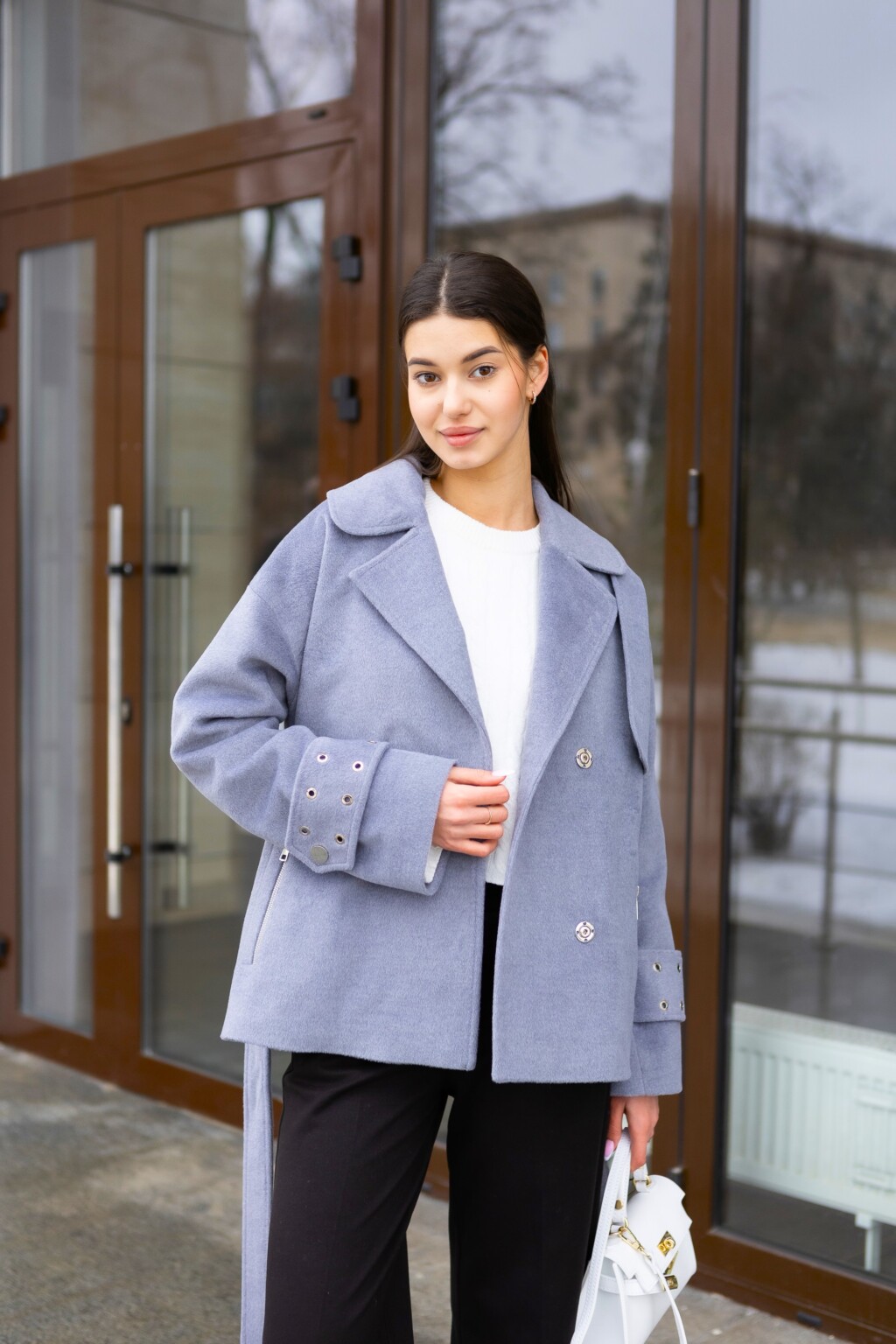 Демисезонное пальто Mila Nova ПВ-397 светло- серый — изображение 4