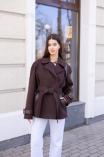 Демисезонное пальто Mila Nova ПВ-401 шоколад — изображение 3