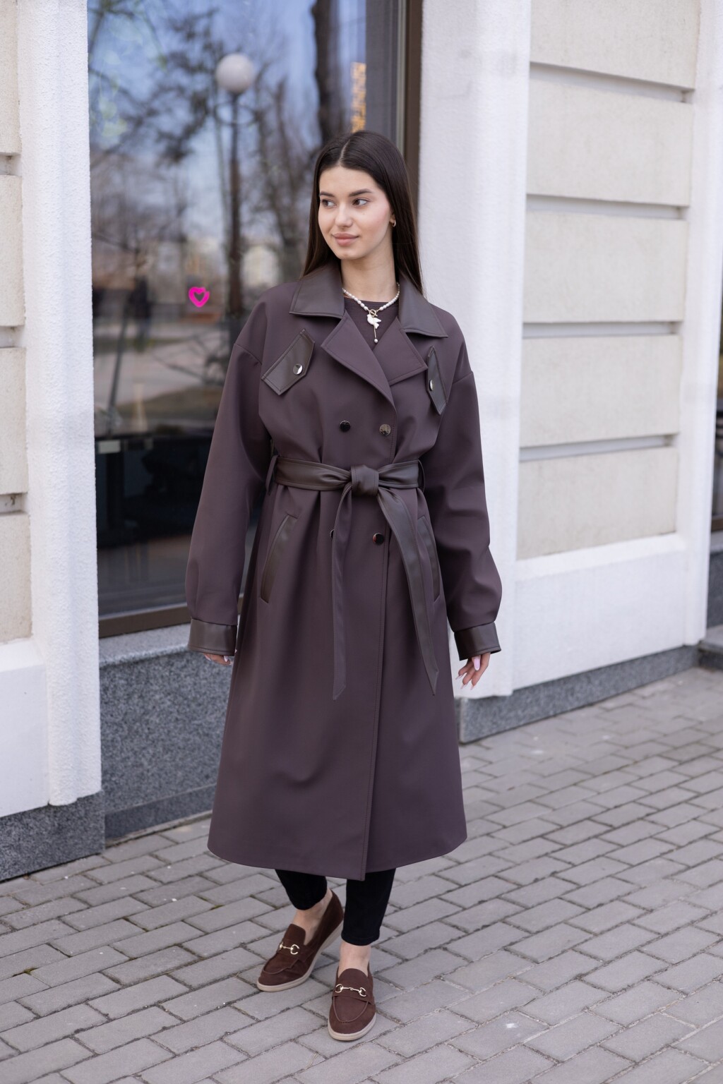 Демисезонный Тренч Mila Nova Q-111 шоколад — изображение 2