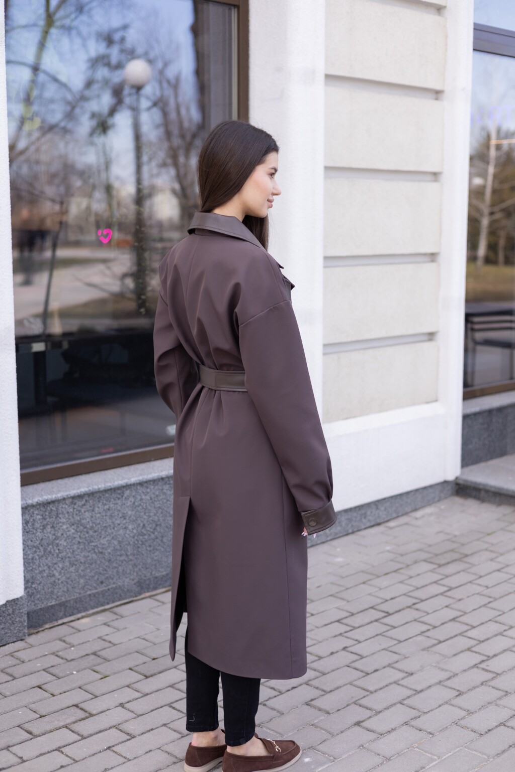 Демисезонный Тренч Mila Nova Q-111 шоколад — изображение 4