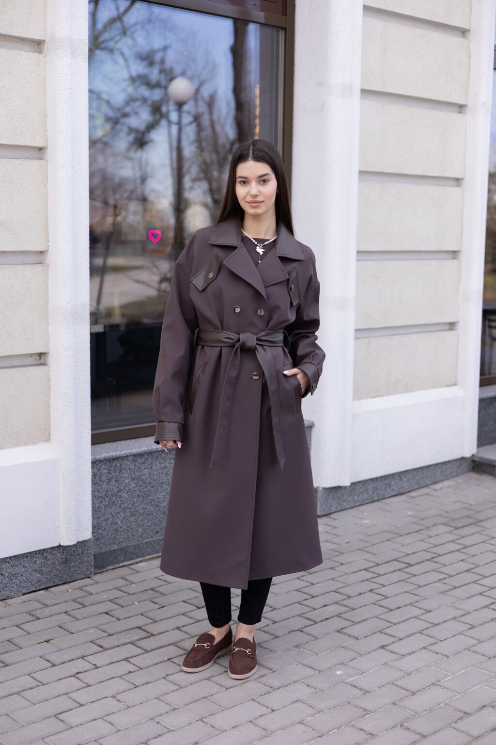 Демисезонный Тренч Mila Nova Q-111 шоколад — изображение 5