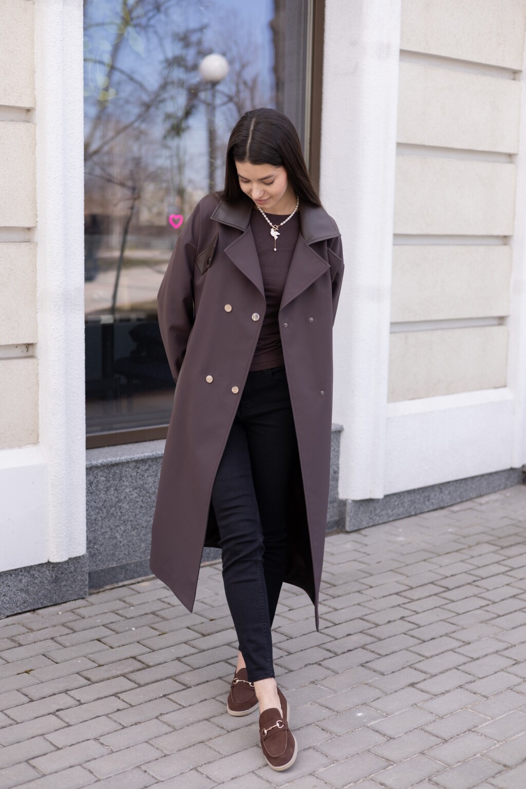 Демисезонный Тренч Mila Nova Q-111 шоколад — изображение 6