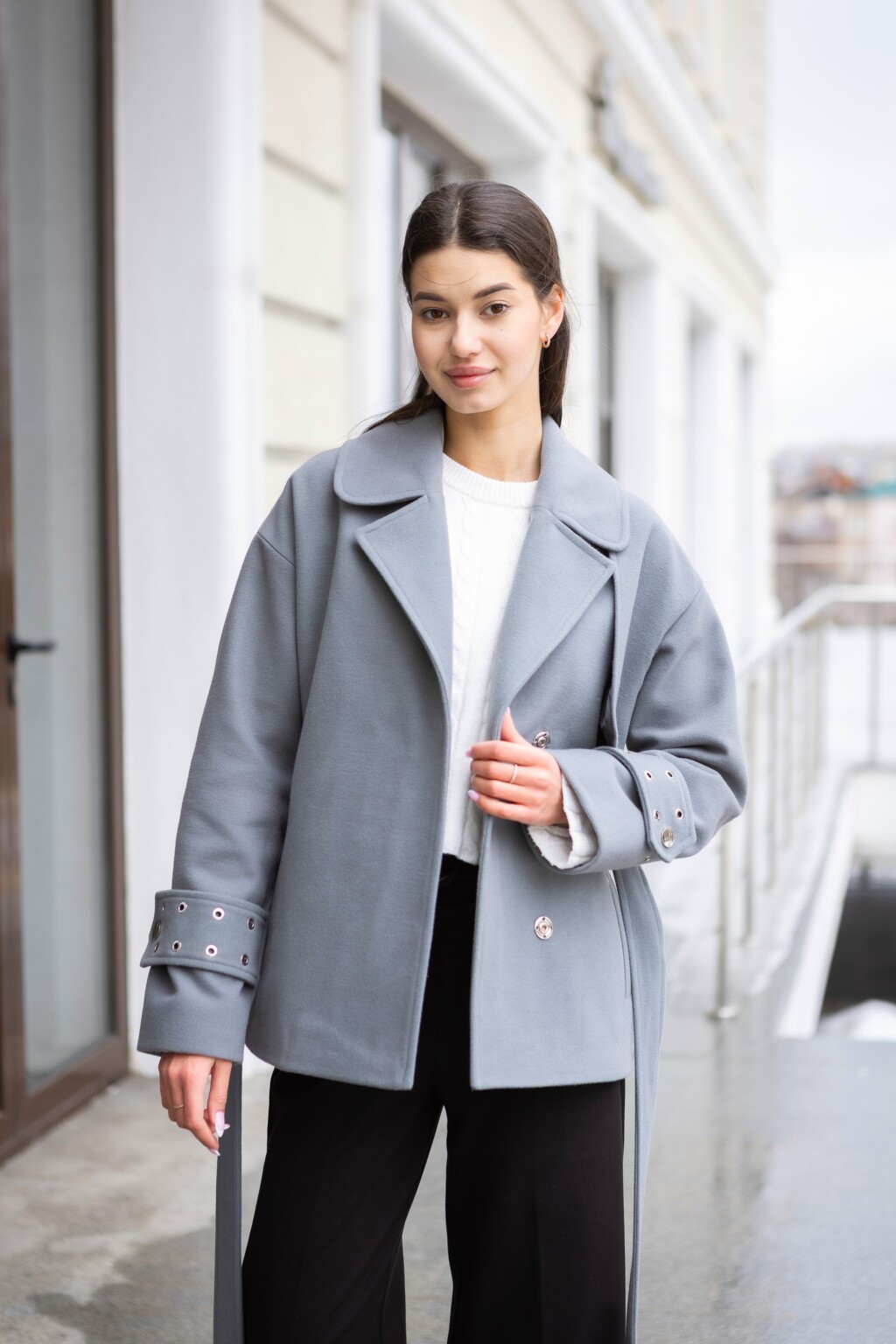 Демисезонное пальто Mila Nova  ПВ-397 серый — изображение 6