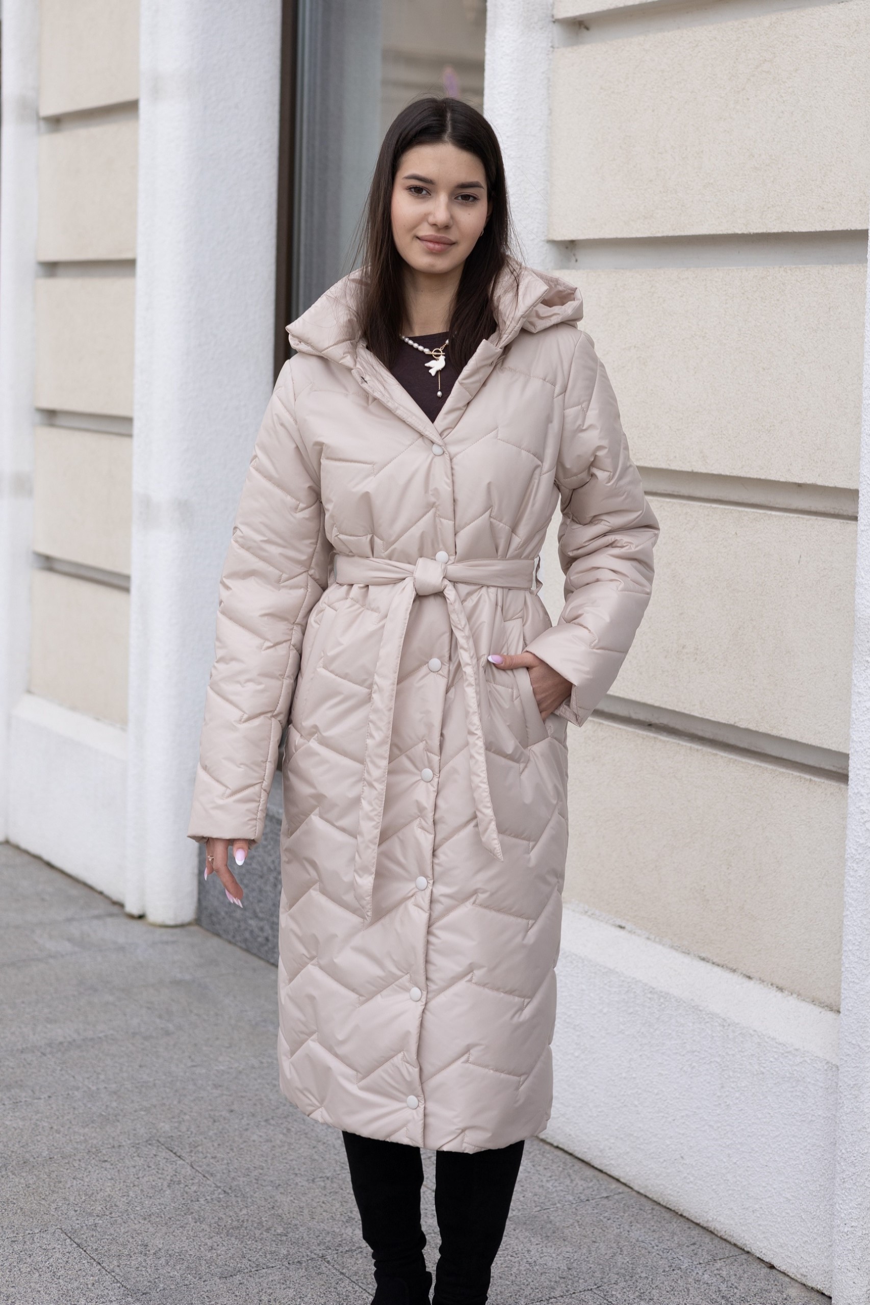 PV-399beg1_1 Демисезонный Плащ Mila Nova ПВ-399 бежевый — изображение 1