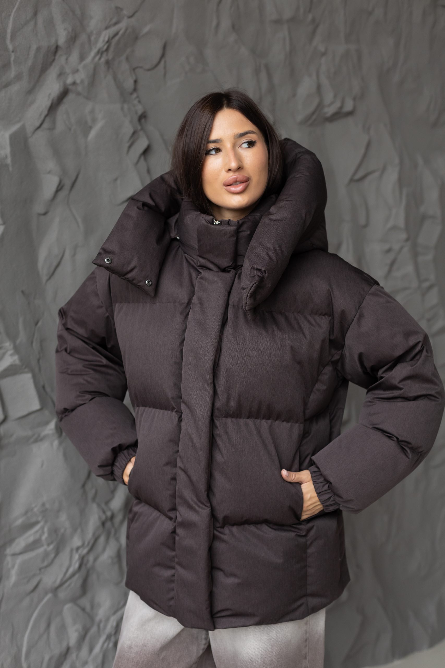 k-404chokolate1 Зимняя куртка Mila Nova К-404 шоколад — изображение 1